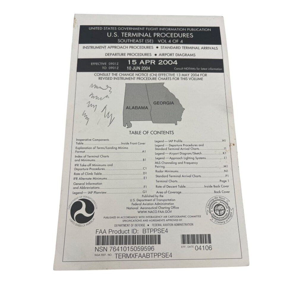 FAA Southeast Terminal Procedures Vol 4 Apr 2004 AL GA Flight Charts